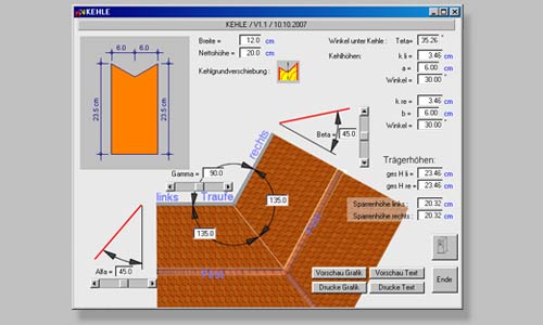 Screenshot Kehlsparren Programm